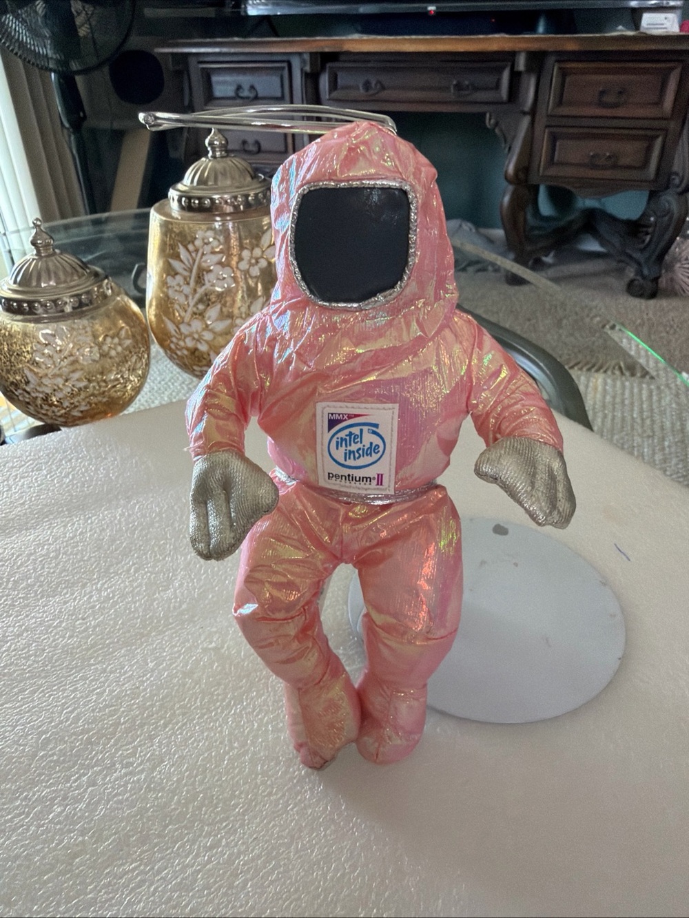 Vintage 1997 Intel Pentium II MMX 8" Bunny People Doll PINK Metallic Colored